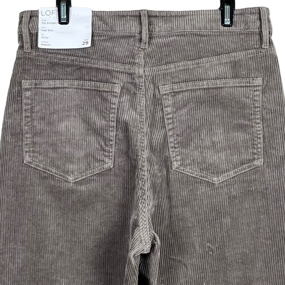 NWT Loft The Straight Crop High Rise Curvy Raw Hem Grey Corduroys - Picture 4 of 9